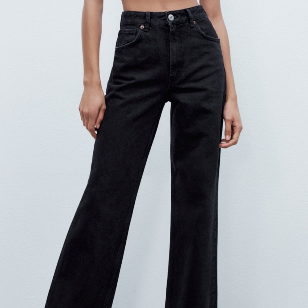 Zara High Waist Wide Leg Jeans, Size 10